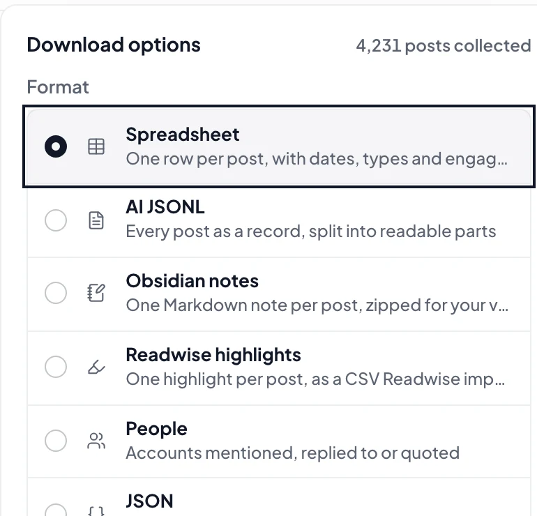 The format menu in Creel, with Obsidian notes
